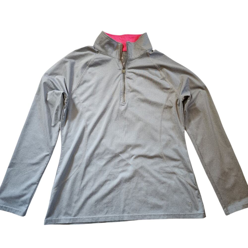 Danskin Now Pullover Top Size L 12-14 Gray 1/4 Zip Long Sleeve Dry Wick